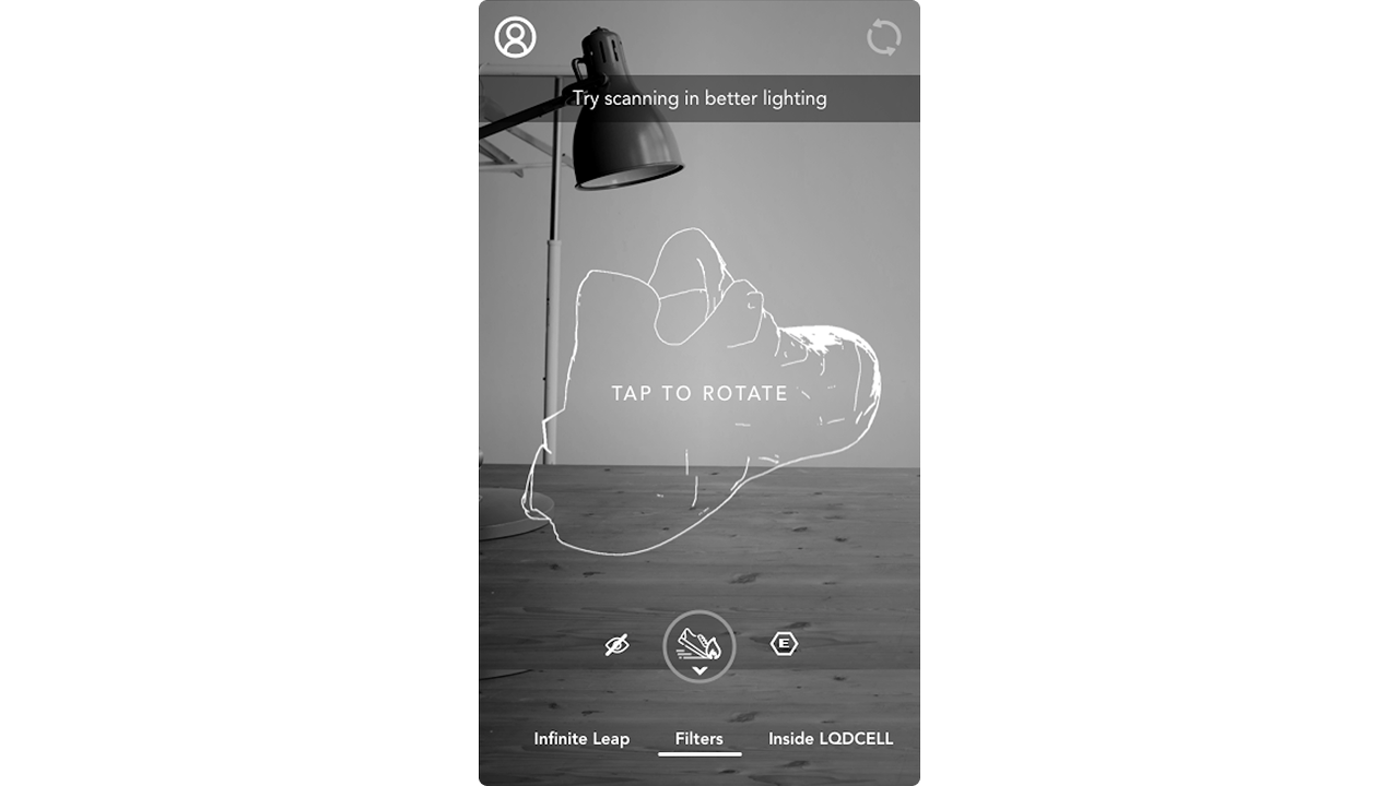 Developed sketch of shoe registration in app.
