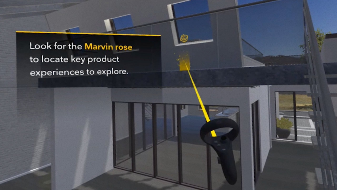 User aims their controller at a teleport hotspot.